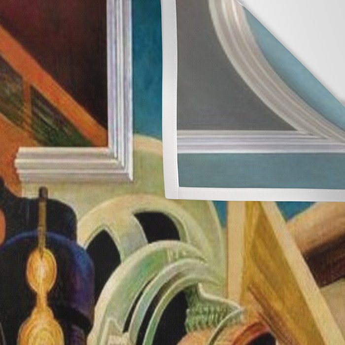 Classical Masterpiece - Instruments of Power - Train, Airplane, Steam by Thomas Hart Benton Wall Tapestry Gallery Image 3