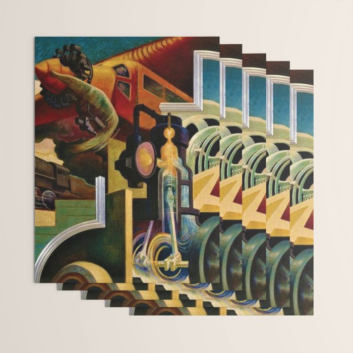Classical Masterpiece - Instruments of Power - Train, Airplane, Steam by Thomas Hart Benton Wrapping Paper Gallery Image 3