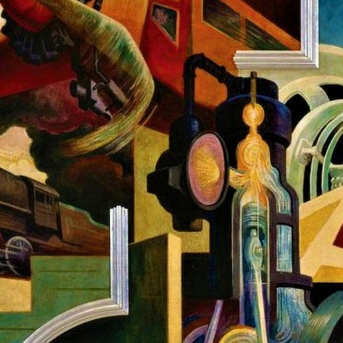 Classical Masterpiece - Instruments of Power - Train, Airplane, Steam by Thomas Hart Benton Coffee Mug Gallery Image 2