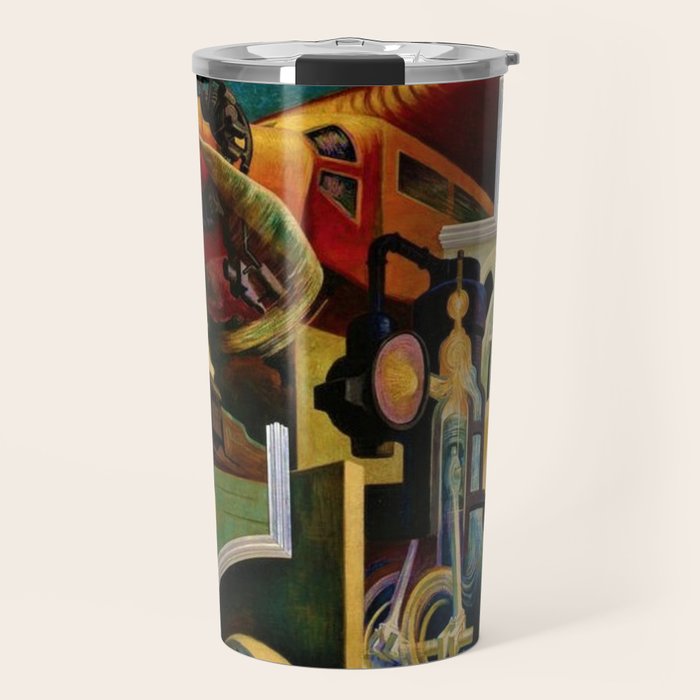 Classical Masterpiece - Instruments of Power - Train, Airplane, Steam by Thomas Hart Benton Travel Mug Gallery Image 1