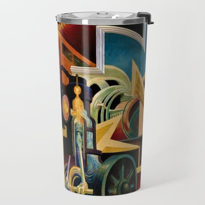 Classical Masterpiece - Instruments of Power - Train, Airplane, Steam by Thomas Hart Benton Travel Mug Gallery Image 2
