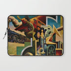 Classical Masterpiece - Instruments of Power - Train, Airplane, Steam by Thomas Hart Benton Laptop Sleeve Gallery Image 1