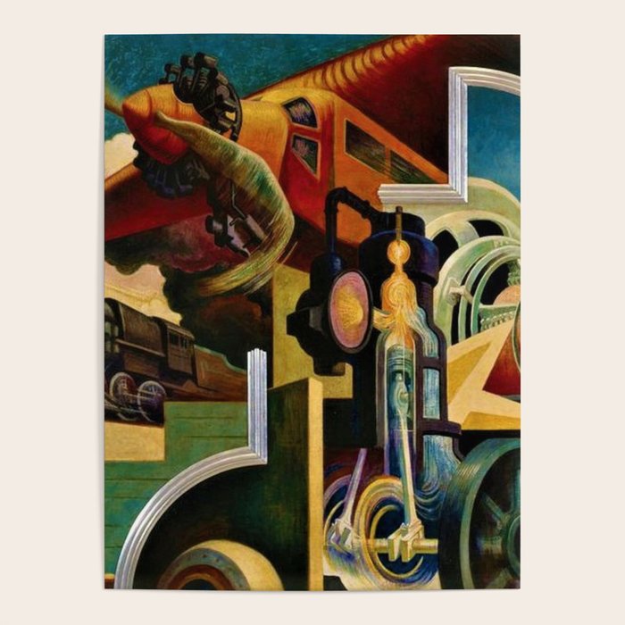 Classical Masterpiece - Instruments of Power - Train, Airplane, Steam by Thomas Hart Benton Poster Gallery Image 1