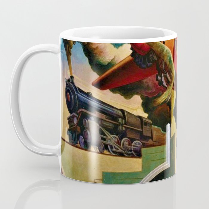 Classical Masterpiece - Instruments of Power - Train, Airplane, Steam by Thomas Hart Benton Coffee Mug Gallery Image 3