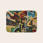 Classical Masterpiece - Instruments of Power - Train, Airplane, Steam by Thomas Hart Benton Bath Mat Gallery Image 1