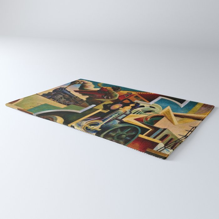 Classical Masterpiece - Instruments of Power - Train, Airplane, Steam by Thomas Hart Benton Rug Gallery Image 3