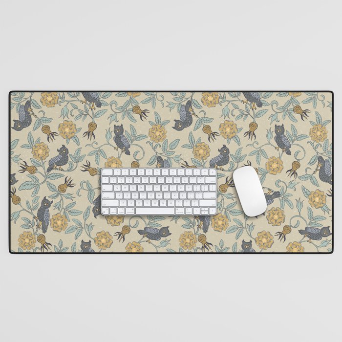 Tudor Owls in Grey Desk Mat Gallery Image 1