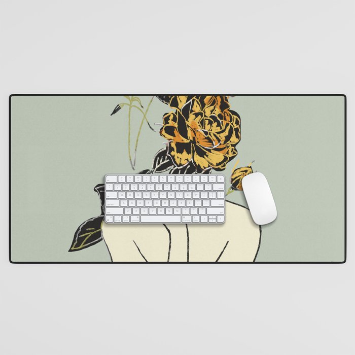 Rose Line Art  Desk Mat Gallery Image 1