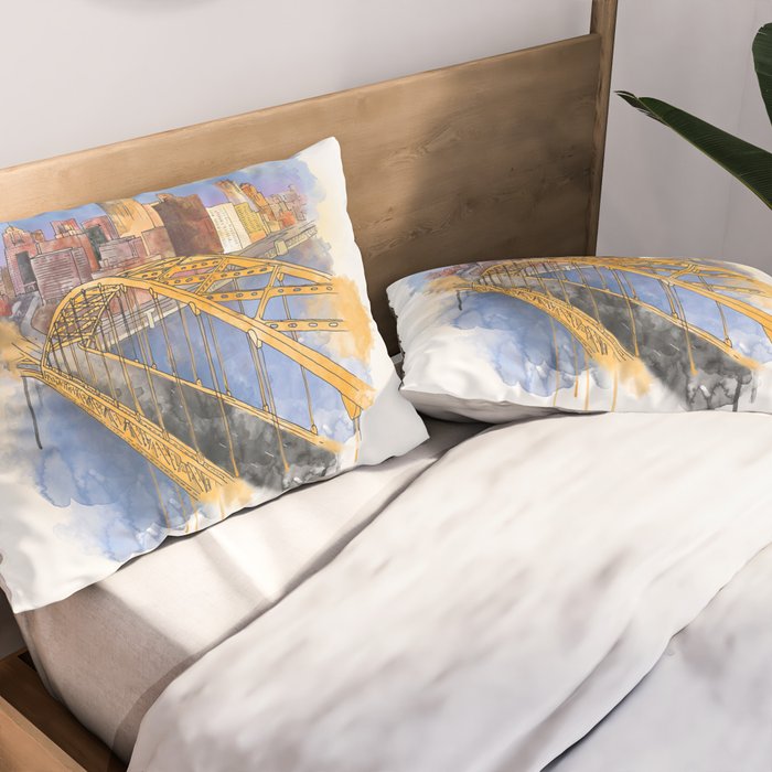 Pittsburgh Fort Pitt and Downtown Pillow Sham Gallery Image 2
