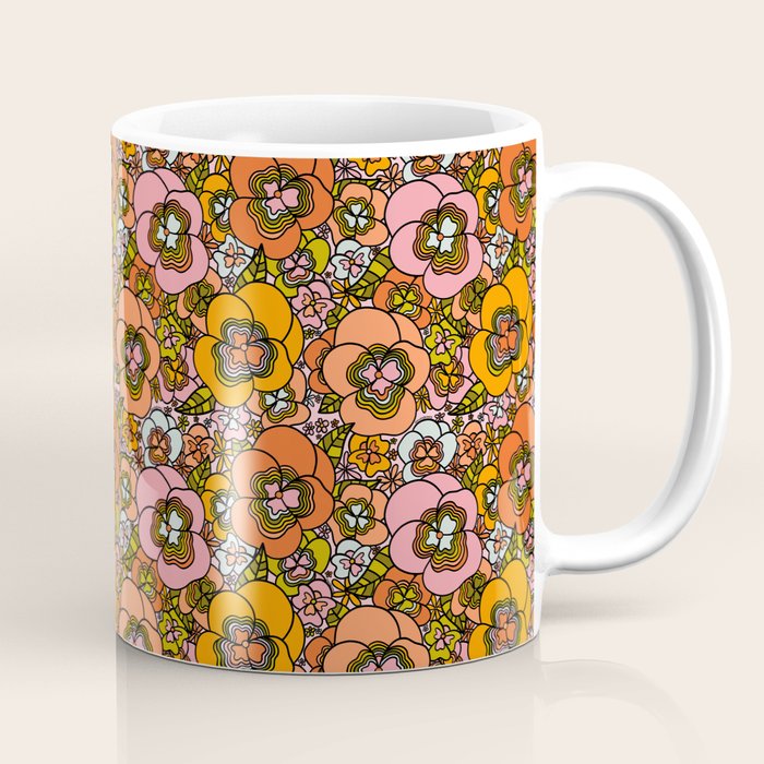 Vintage Pansy Print Coffee Mug Gallery Image 1
