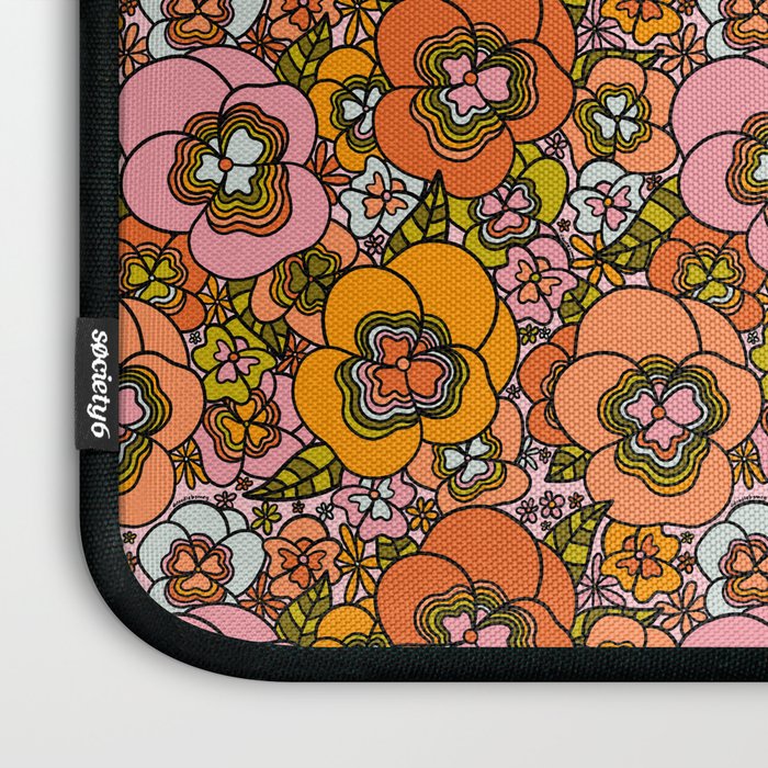 Vintage Pansy Print Laptop Sleeve Gallery Image 3