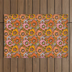Vintage Pansy Print Outdoor Rug Gallery Image 1