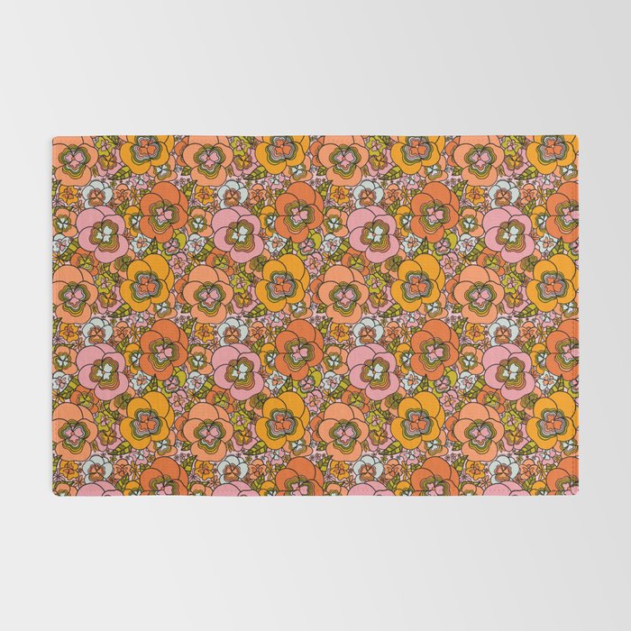 Vintage Pansy Print Rug Gallery Image 2