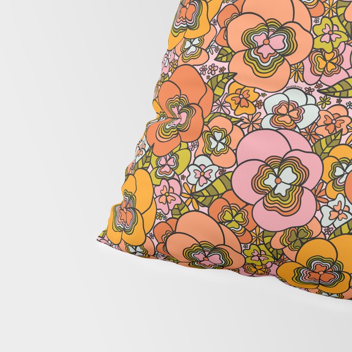 Vintage Pansy Print Pillow Sham Gallery Image 4