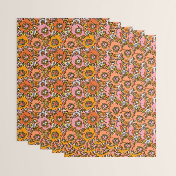 Vintage Pansy Print Wrapping Paper Gallery Image 3