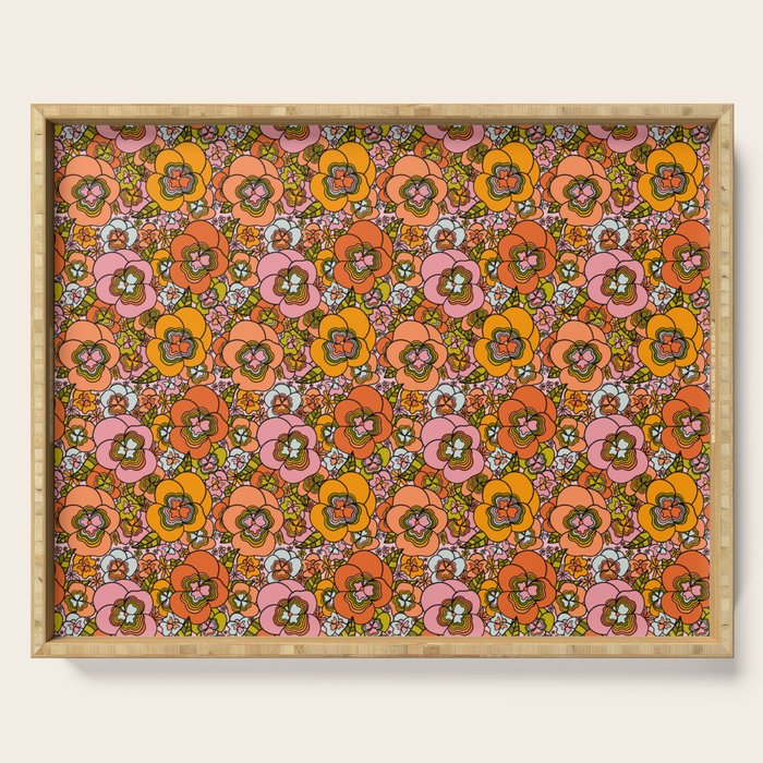 Vintage Pansy Print Serving Tray Gallery Image 1