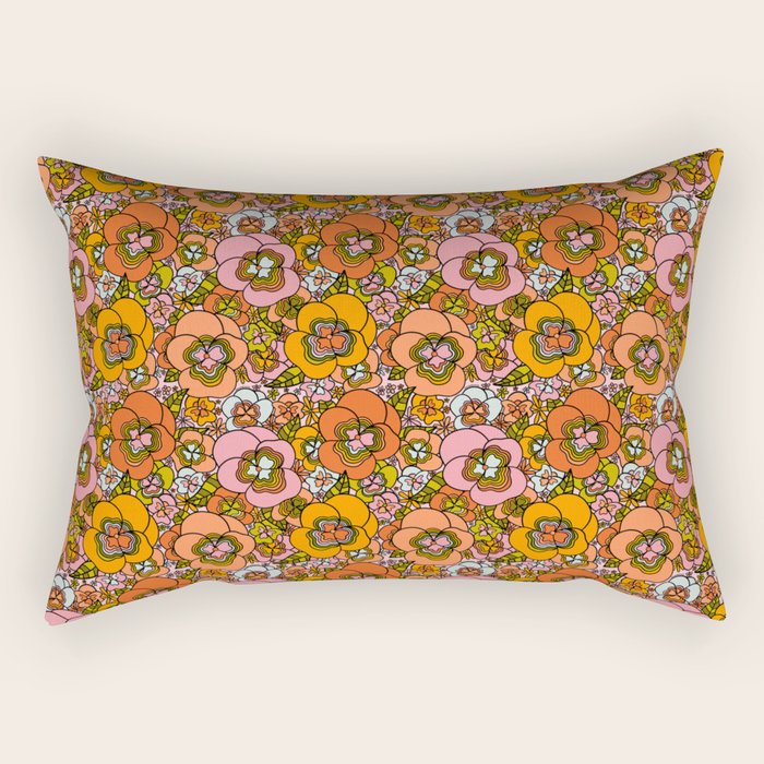 Vintage Pansy Print Rectangular Pillow Gallery Image 2