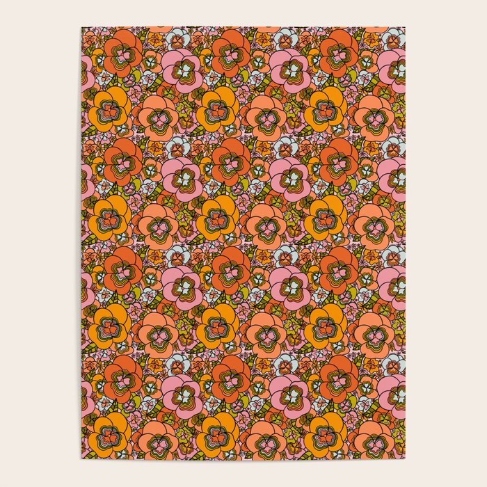 Vintage Pansy Print Poster Gallery Image 4