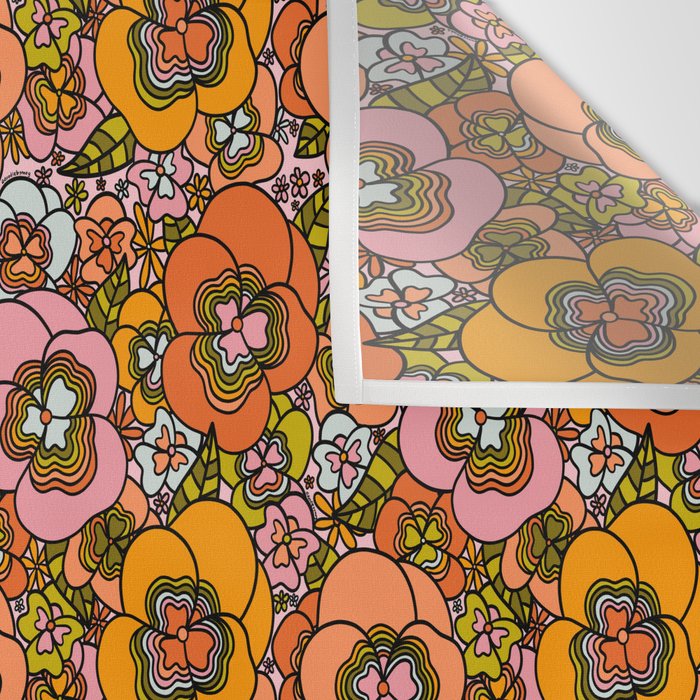 Vintage Pansy Print Wall Tapestry Gallery Image 3