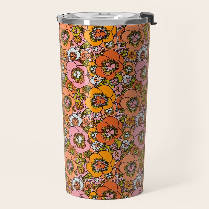 Vintage Pansy Print Travel Mug Gallery Image 2