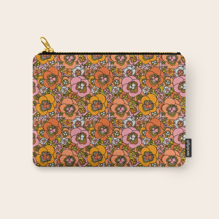 Vintage Pansy Print Carry All Pouch Gallery Image 1