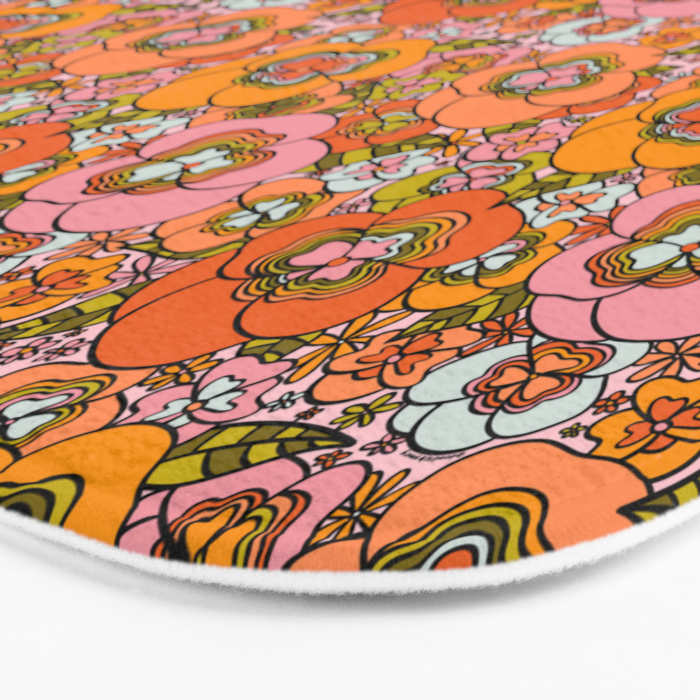 Vintage Pansy Print Bath Mat Gallery Image 3