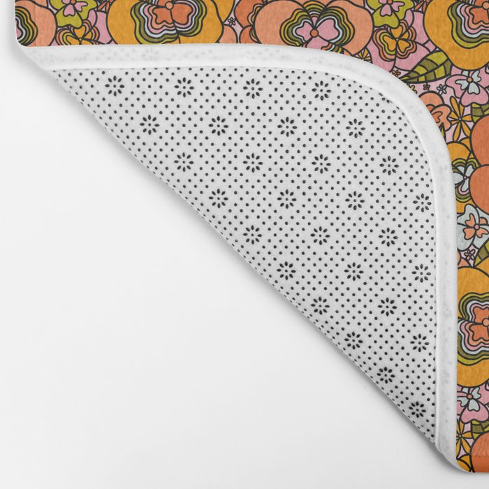 Vintage Pansy Print Bath Mat Gallery Image 2