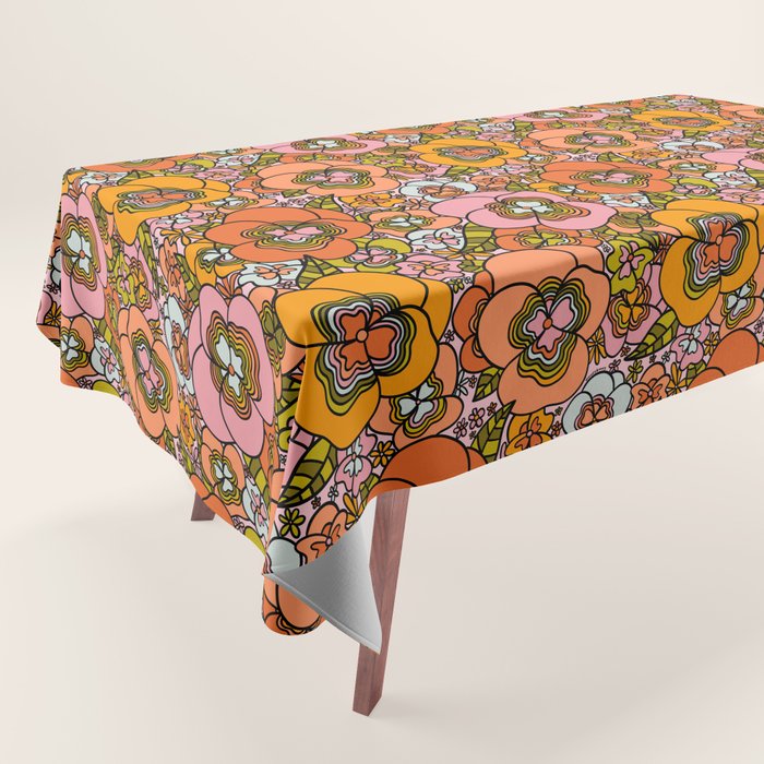 Vintage Pansy Print Tablecloth Gallery Image 1