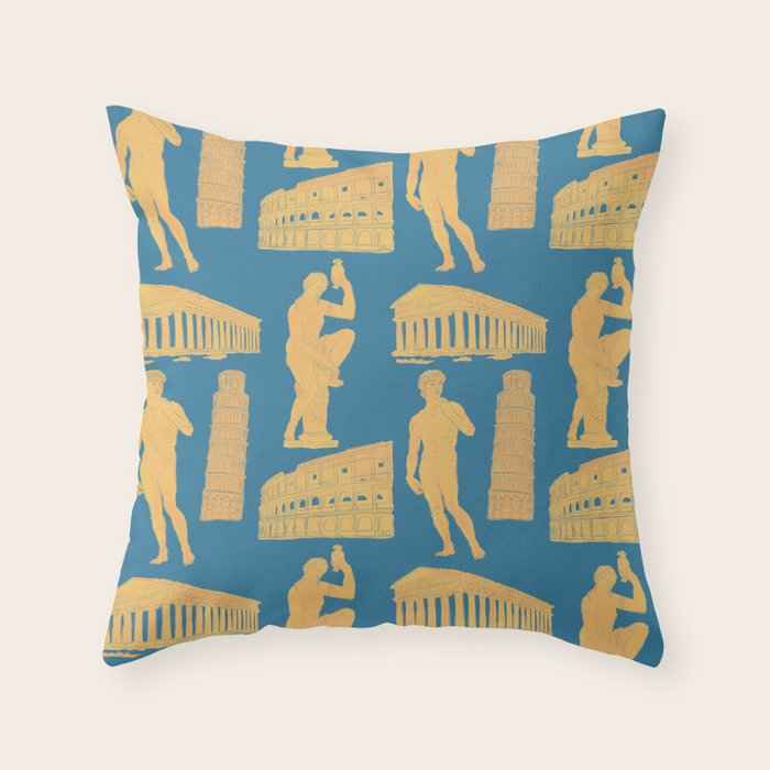 Roman Architecture Ancient Monuments and Italian Statues Throw Pillow Gallery Image 6