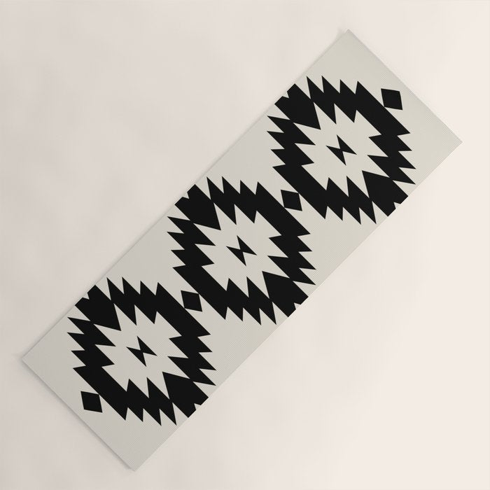 Southwestern Minimalism - Black Neutral Beige Yoga Mat Gallery Image 1