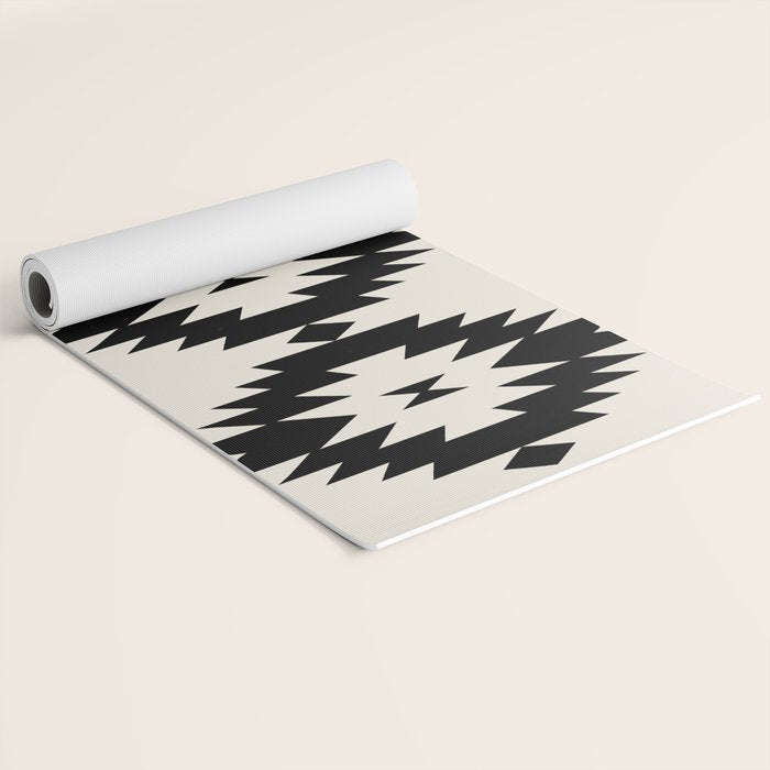 Southwestern Minimalism - Black Neutral Beige Yoga Mat Gallery Image 2