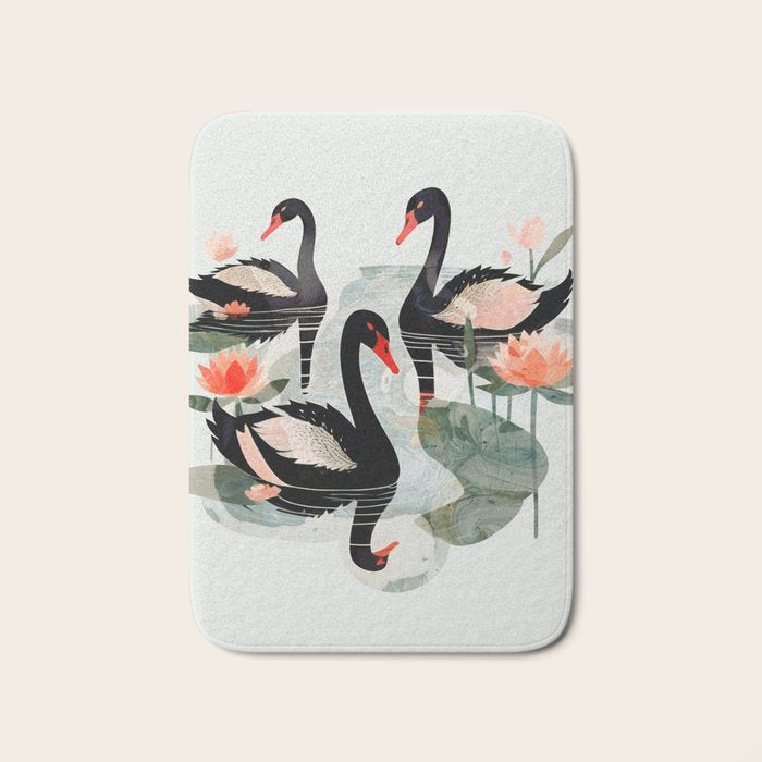 Black Swans Bath Mat Gallery Image 1