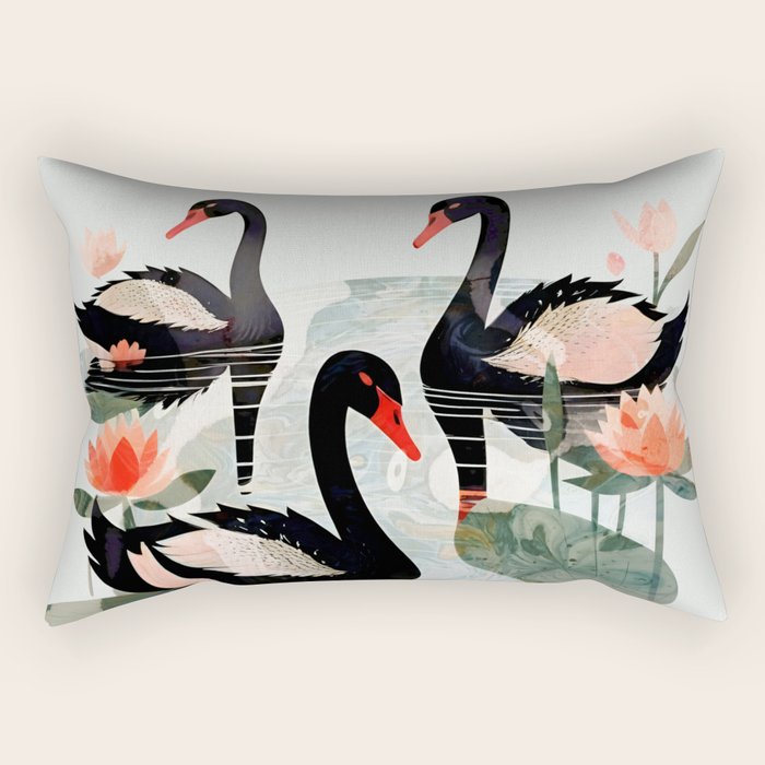 Black Swans Rectangular Pillow Gallery Image 1