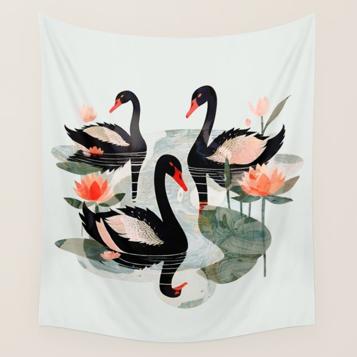 Black Swans Wall Tapestry Gallery Image 4