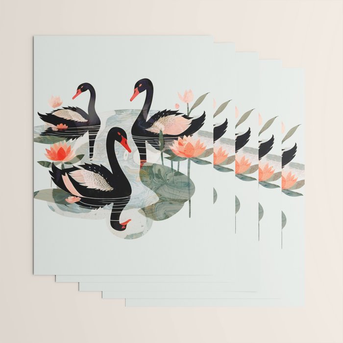 Black Swans Wrapping Paper Gallery Image 3