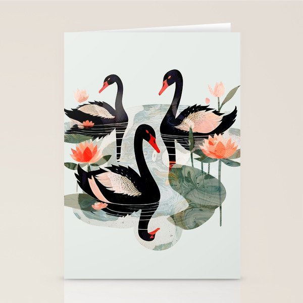 Black Swans Stationery Card Gallery Image 2