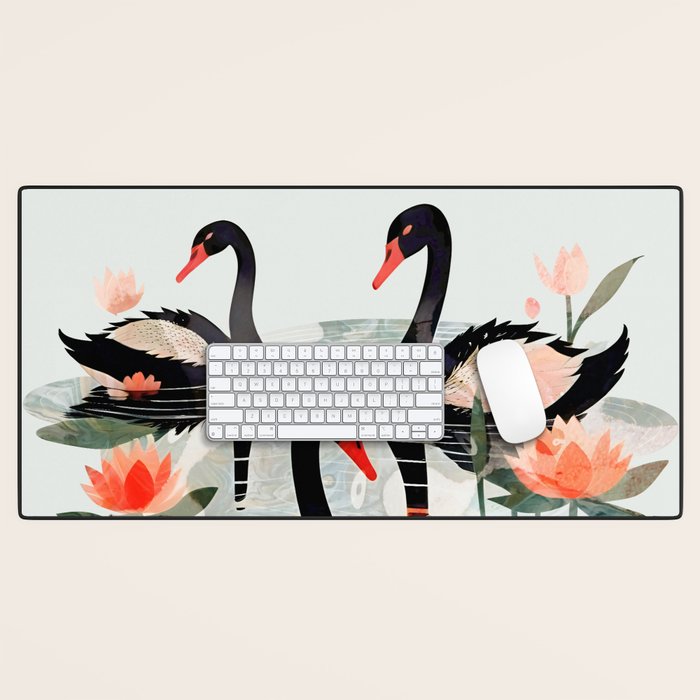 Black Swans Desk Mat Gallery Image 1
