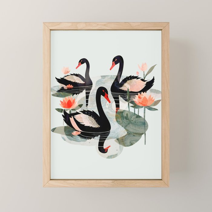 Black Swans Mini Art Print Gallery Image 1