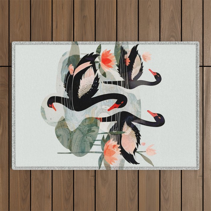 Black Swans Outdoor Rug Gallery Image 1