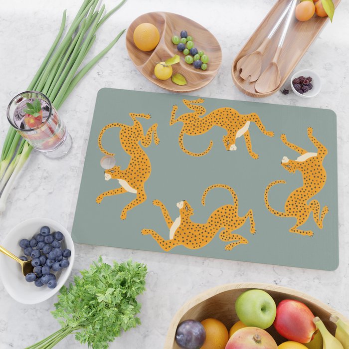 Leopard Race - blue Cutting Board Gallery Image 2