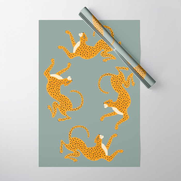 Leopard Race - blue Wrapping Paper Gallery Image 1