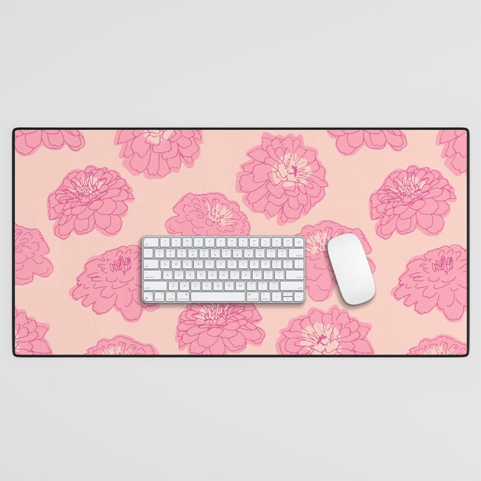 Zinnias in pink Desk Mat Gallery Image 1