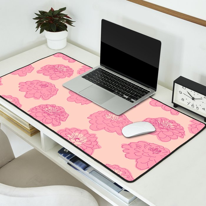 Zinnias in pink Desk Mat Gallery Image 2