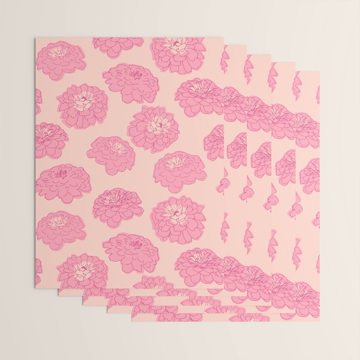 Zinnias in pink Wrapping Paper Gallery Image 3