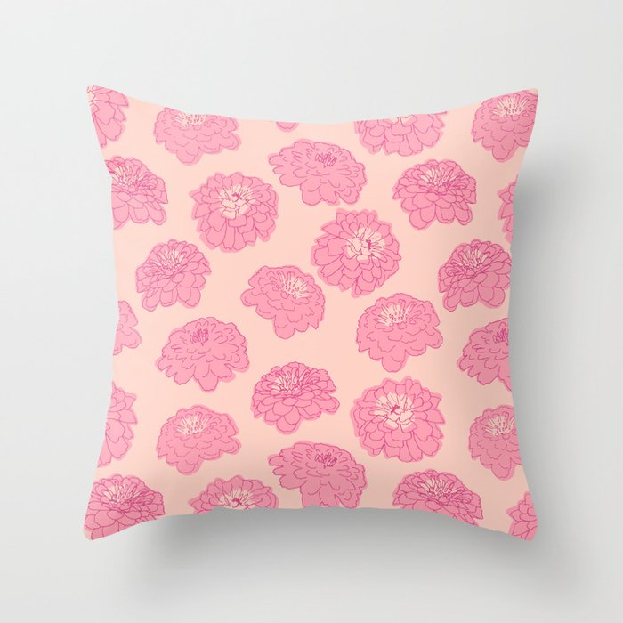 Zinnias in pink Throw Pillow Gallery Image 6