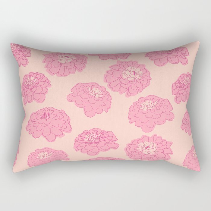 Zinnias in pink Rectangular Pillow Gallery Image 2