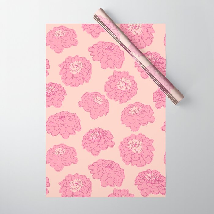 Zinnias in pink Wrapping Paper Gallery Image 1