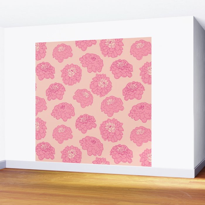 Zinnias in pink Wall Mural Gallery Image 2