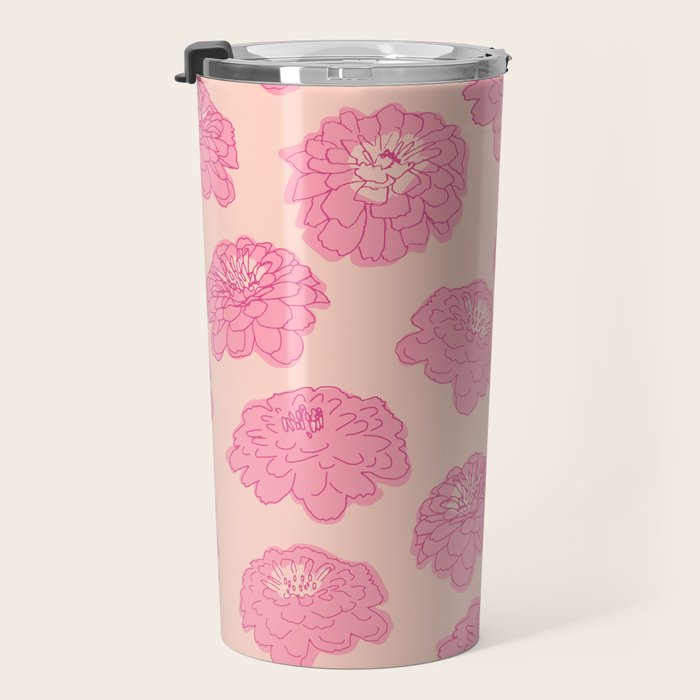 Zinnias in pink Travel Mug Gallery Image 3