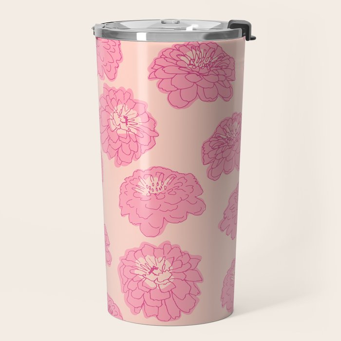 Zinnias in pink Travel Mug Gallery Image 2